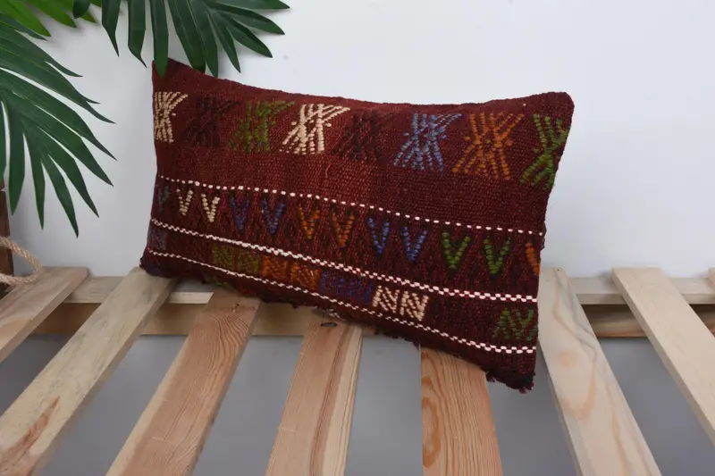 Pillow Cover, 8x16 Purple Cushion, Vintage Kilim Throw Pillow, Lounge Throw Pillow, Handmade Kilim Cushion, Throw Kilim Pillow - 5