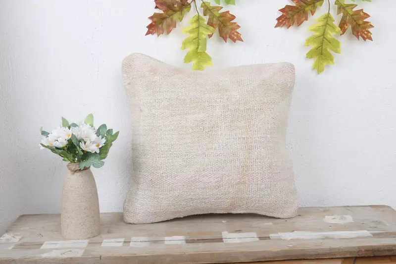 Interior Designer Pillow, Handmade Kilim Cushion, Cushion, Turkish Pillow, Turkish Rugs Pillow Sham, 14x14 White Pillow Case - 2