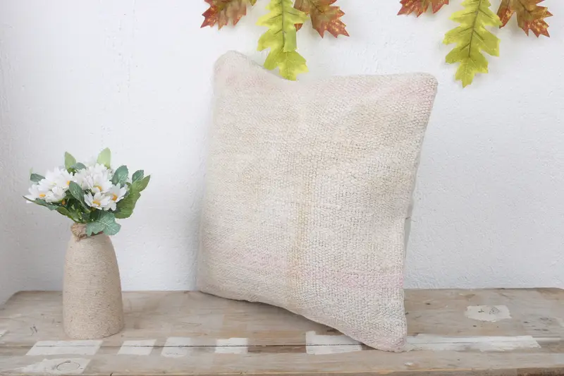 Interior Designer Pillow, Handmade Kilim Cushion, Cushion, Turkish Pillow, Turkish Rugs Pillow Sham, 14x14 White Pillow Case - 4