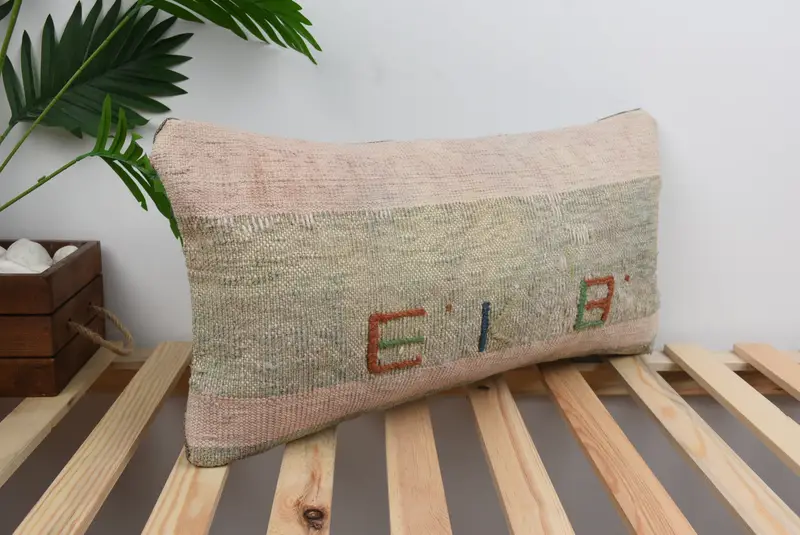 12x24 Beige Pillow Case, Ethnical Kilim Rug Pillow, Pillow for Couch, Accent Pillow Case, Pillow Sham, Handmade Kilim Cushion, Pet Pillow Case - 4