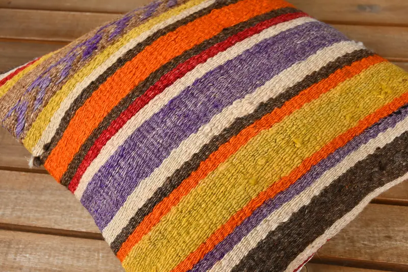 Handmade Throw Pillow Sham, Pillow, Gift Pillow, Ethnical Kilim Rug Pillow, 12x12 Orange Pillow Sham, Boho Pillow, Neutral Throw Pillow - 3