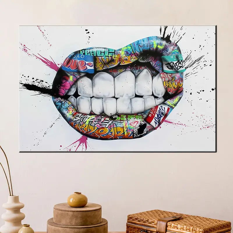 モダンな歯のアート: エレガントな室内装飾用のプリントキャンバス