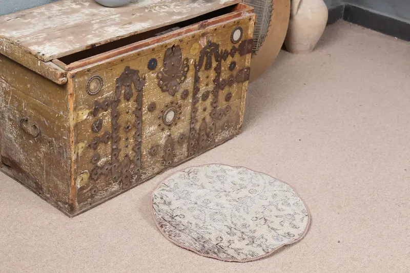 Bej Güneybatı Halısı, 1,7x1,7 ft Zarif Dekor