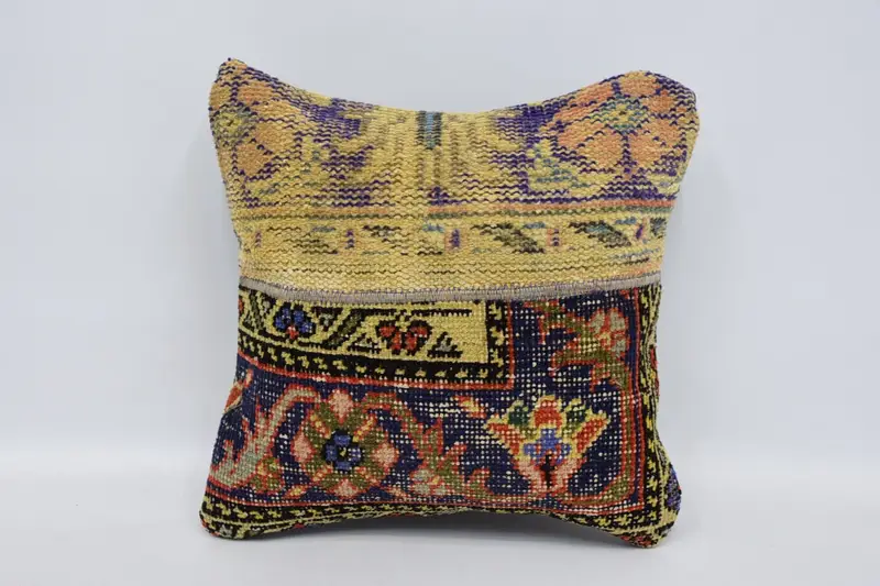 Turkish Rugs Cushion, Pillow Sham, Turkish Pillow, Kilim Cushion Sham, 16x16 Beige Cushion Case, Sofa Cushion Case, Kilim Pillow - 1