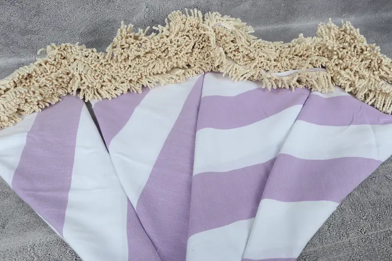 Handmade Gift, Personalized Turkish Towel, Luxury Turkish Bath Towel, Best Beach Towel, Gift Boxes Towel, 64x64 Cotton Striped Round Towel - 3
