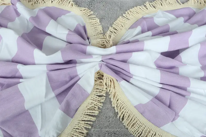 Handmade Gift, Personalized Turkish Towel, Luxury Turkish Bath Towel, Best Beach Towel, Gift Boxes Towel, 64x64 Cotton Striped Round Towel - 8