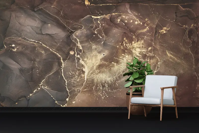 Zarif Altın Mermer Baskılı Duvar Kağıdı: Lüks Çağdaş Dekor