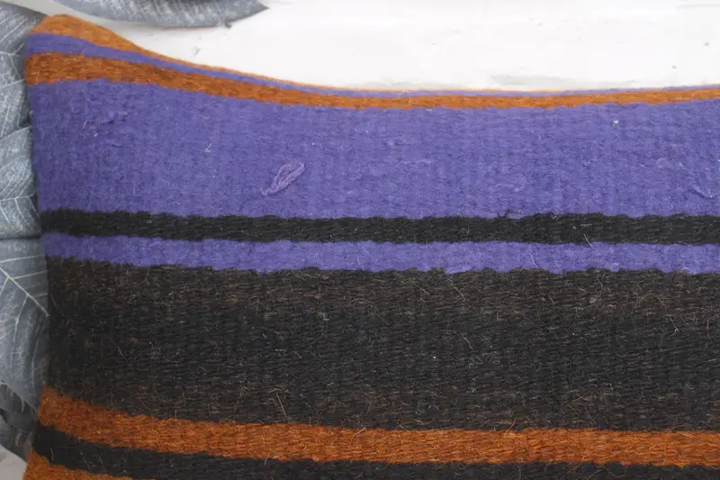 Square Throw Cushion, Cushion Cover, Handmade Kilim Cushion, 12x20 Purple Pillow Sham, Ethnical Kilim Rug Pillow, Vintage Kilim Throw Pillow - 2