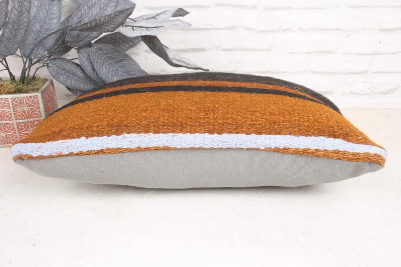 Square Throw Cushion, Cushion Cover, Handmade Kilim Cushion, 12x20 Purple Pillow Sham, Ethnical Kilim Rug Pillow, Vintage Kilim Throw Pillow - 5