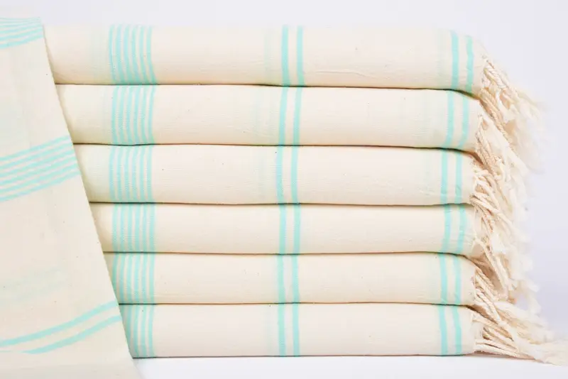 Mint Striped Personalized Turkish Cotton Beach Towel, 70x36 Inches