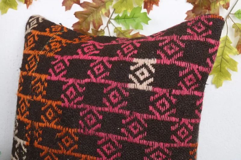 Cushion Case, Bed Cushion Cover, Kilim Cushion Sham, Vintage Pillow, 20x20 Red Cushion Cover, One Of A Kind Cushion, Kilim Pillow - 5