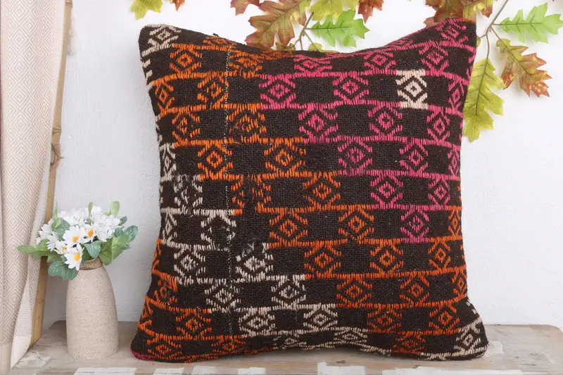 Cushion Case, Bed Cushion Cover, Kilim Cushion Sham, Vintage Pillow, 20x20 Red Cushion Cover, One Of A Kind Cushion, Kilim Pillow - 2