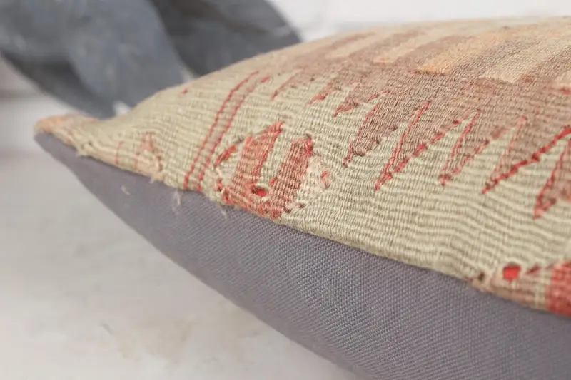 Boho Pillow Sham Cover, Antique Pillows, Vintage Kilim Throw Pillow, Cushion Case, 12x20 Beige Cushion Case, Decorative Throw Cushion Case - 7