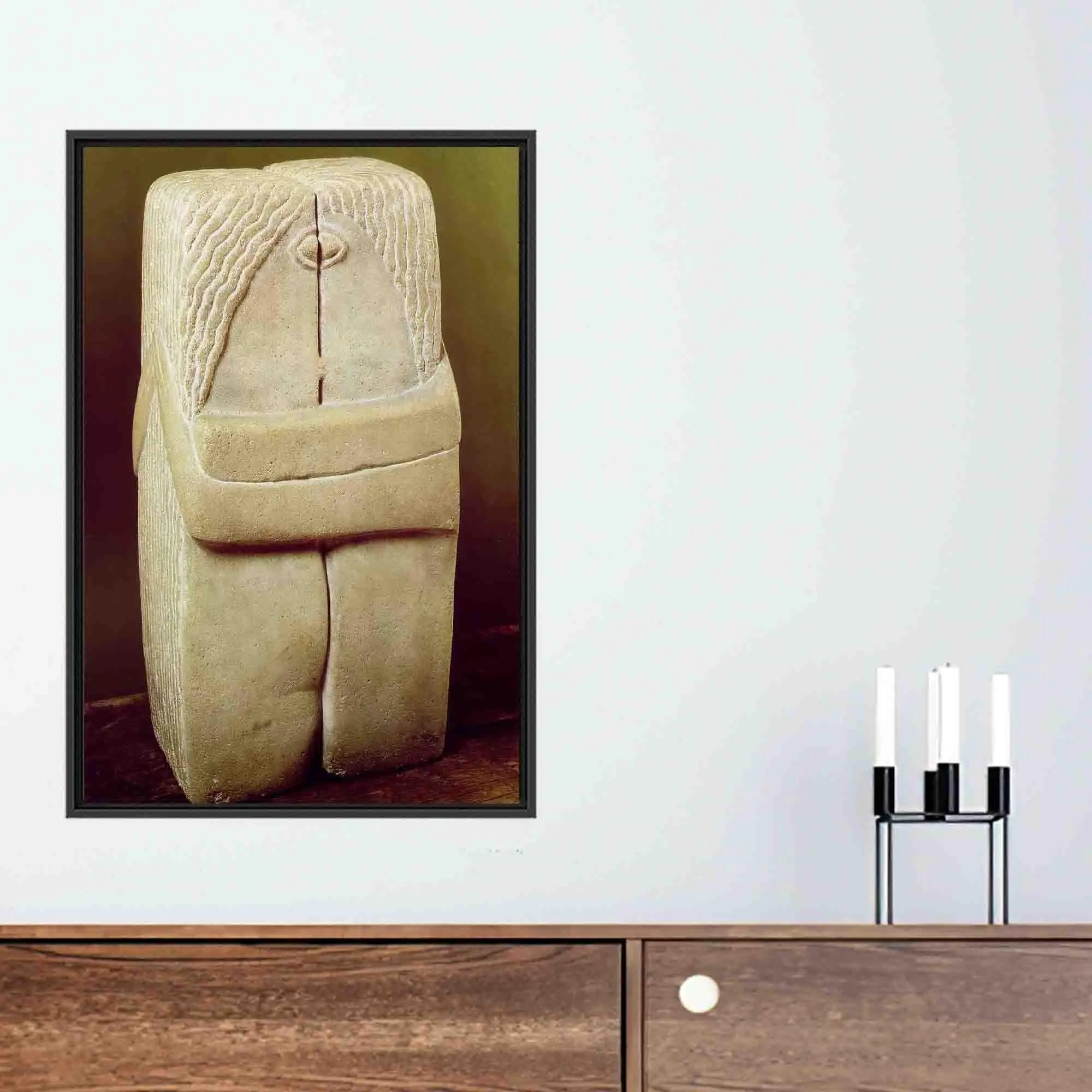 Modern Abstract Canvas: Surreal Kissing Couple Art Print - 1