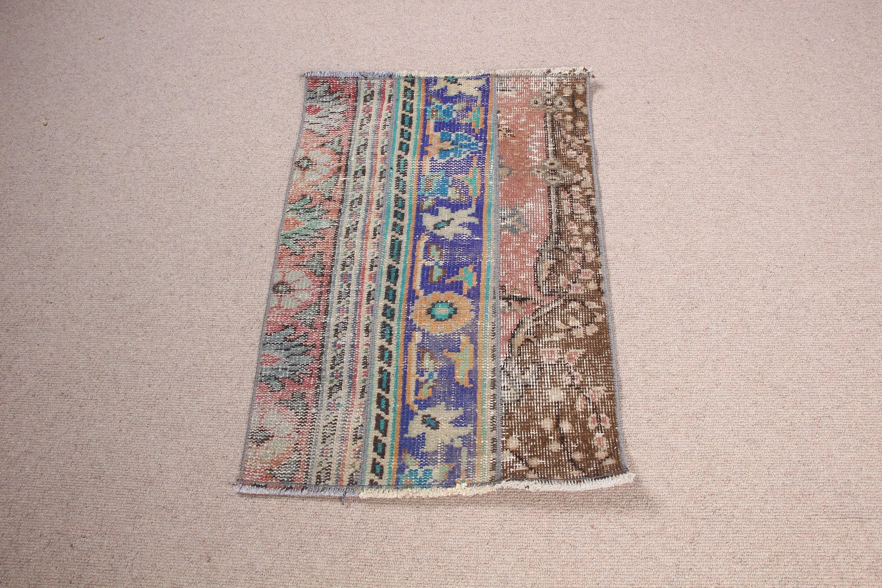 1.7x2.5 ft Vintage Rug, Blue Plants & trees Turkish Rug Wool - 1