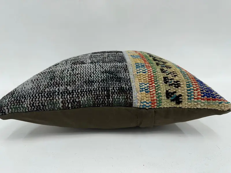 Hediye Yastığı, 16x16 Mavi Yastık Kapağı, Yastık Kılıfı, Vintage Yastık, Vintage Yastık Sham, Türk Kilim Yastığı, Doğal Yastık Sham - 5