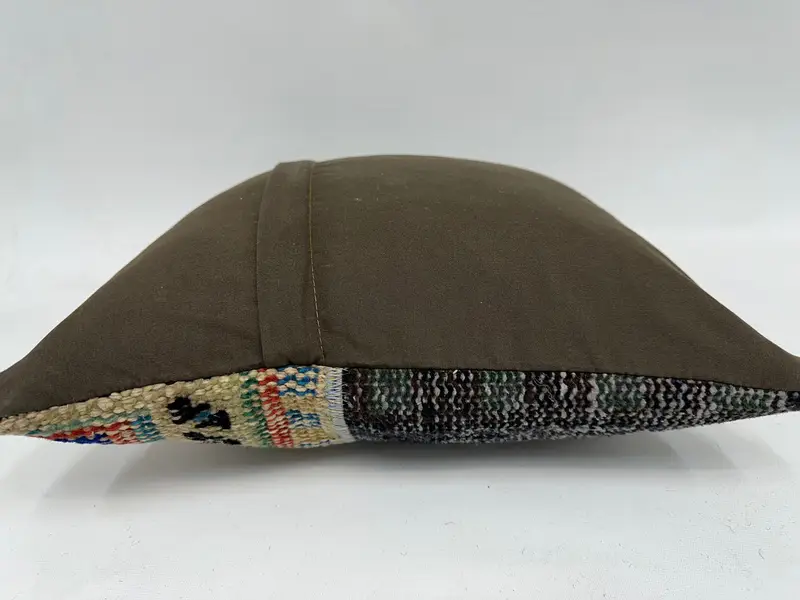 Hediye Yastığı, 16x16 Mavi Yastık Kapağı, Yastık Kılıfı, Vintage Yastık, Vintage Yastık Sham, Türk Kilim Yastığı, Doğal Yastık Sham - 7