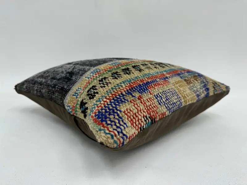 Hediye Yastığı, 16x16 Mavi Yastık Kapağı, Yastık Kılıfı, Vintage Yastık, Vintage Yastık Sham, Türk Kilim Yastığı, Doğal Yastık Sham - 6