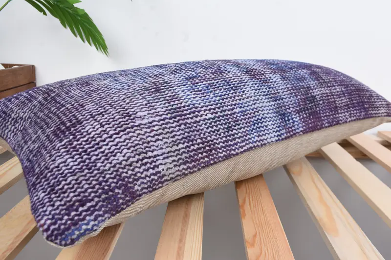 Boho Throw Pillow Case, Pattern Throw Cushion, Ethnical Kilim Rug Pillow, 12x24 Blue Cushion Case, Gift Pillow, Cushion Case, Kilim Cushion Sham - 6