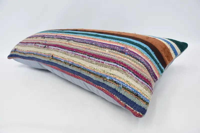 Vintage Kilim Pillow, Vintage Kilim Throw Pillow, Aesthetic Cushion Case, 16x36 Brown Cushion Cover, Kilim Pillow, Cushion - 5