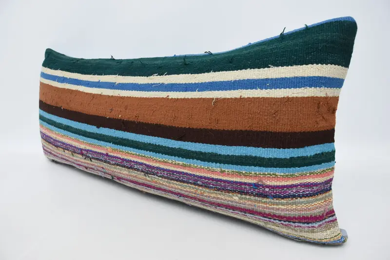 Vintage Kilim Pillow, Vintage Kilim Throw Pillow, Aesthetic Cushion Case, 16x36 Brown Cushion Cover, Kilim Pillow, Cushion - 4