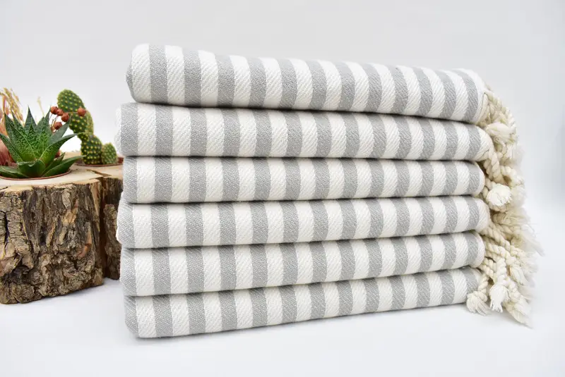 Boyfriend Gift, Personalized Kitchen Towel, 40x18 Cotton Striped Towel, Travel Towel, Monogram Hand Towel, Monogrammed Hand Towel, Christmas Gift - 2