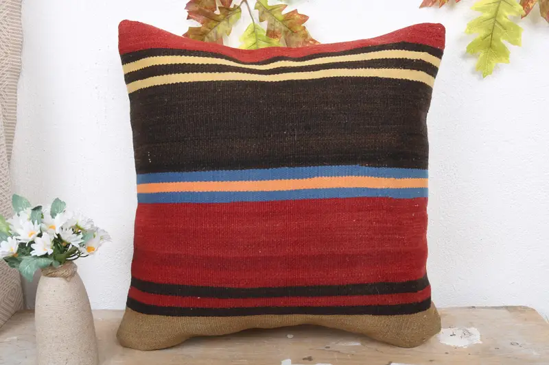 Bench Pillow, Boho Pillow, Cushion, Muted Pillow Sham, Home Decor Pillow, Car Pillow, 18x18 Red Cushion Case, Bench Pillow Case, Vintage Pillow - 2