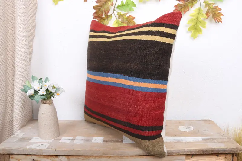 Bench Pillow, Boho Pillow, Cushion, Muted Pillow Sham, Home Decor Pillow, Car Pillow, 18x18 Red Cushion Case, Bench Pillow Case, Vintage Pillow - 4
