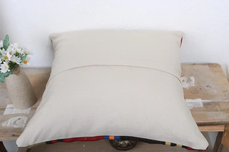 Bench Pillow, Boho Pillow, Cushion, Muted Pillow Sham, Home Decor Pillow, Car Pillow, 18x18 Red Cushion Case, Bench Pillow Case, Vintage Pillow - 7