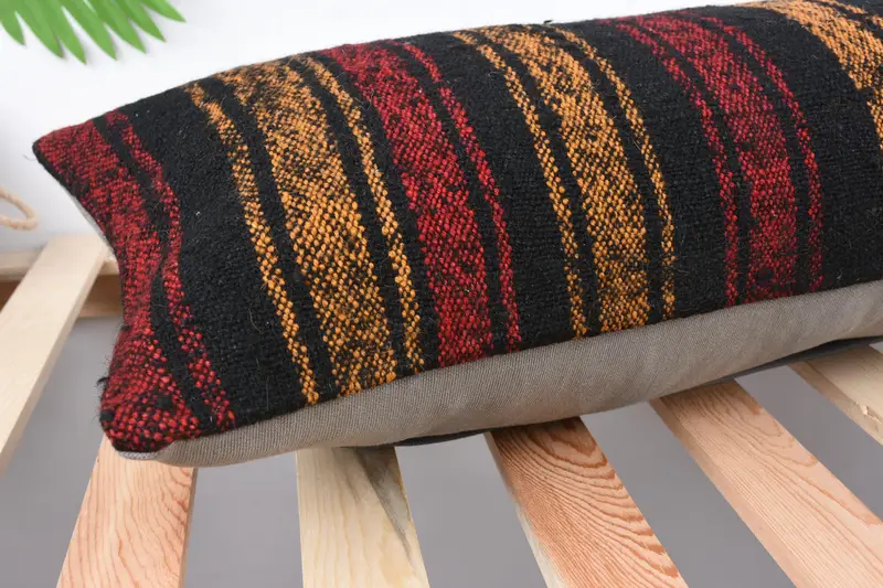 Interior Designer Pillow, Handwoven Pillow Cover Pillow Case, Handmade Kilim Cushion, Pillow Cover, Gift Pillow, 12x36 Red Cushion Cover - 6