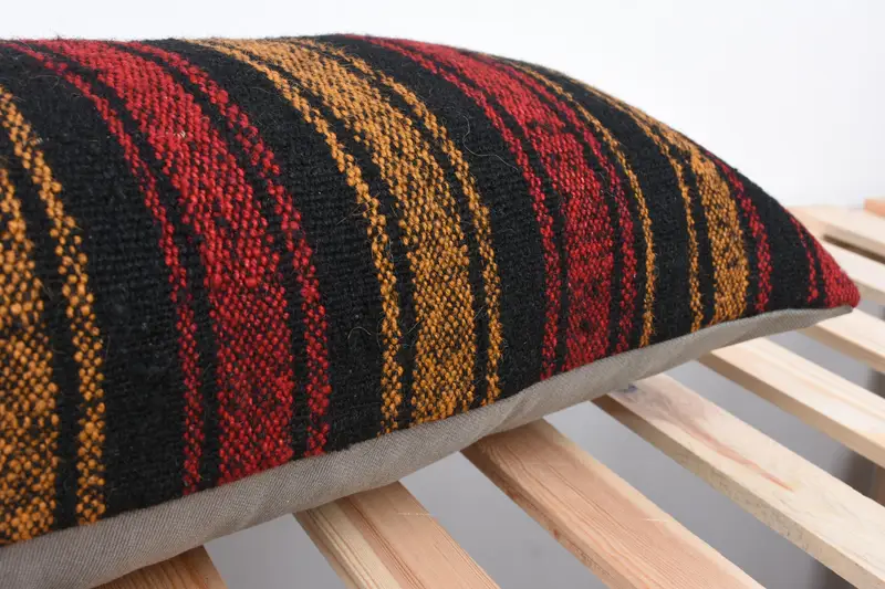 Interior Designer Pillow, Handwoven Pillow Cover Pillow Case, Handmade Kilim Cushion, Pillow Cover, Gift Pillow, 12x36 Red Cushion Cover - 7