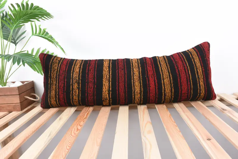 Interior Designer Pillow, Handwoven Pillow Cover Pillow Case, Handmade Kilim Cushion, Pillow Cover, Gift Pillow, 12x36 Red Cushion Cover - 1