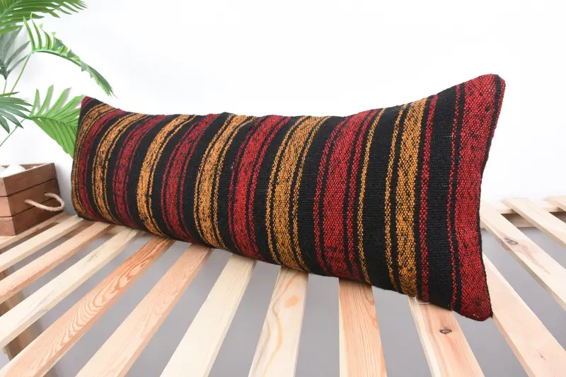 Interior Designer Pillow, Handwoven Pillow Cover Pillow Case, Handmade Kilim Cushion, Pillow Cover, Gift Pillow, 12x36 Red Cushion Cover - 5
