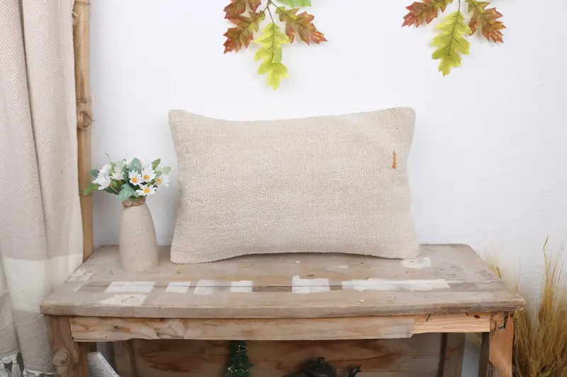 Pillow, Pillow for Sofa, Kilim Pillow Cover, 12x20 White Cushion Cover, Designer Throw Pillow Sham, Bolster Throw Cushion, Gift Pillow - 1