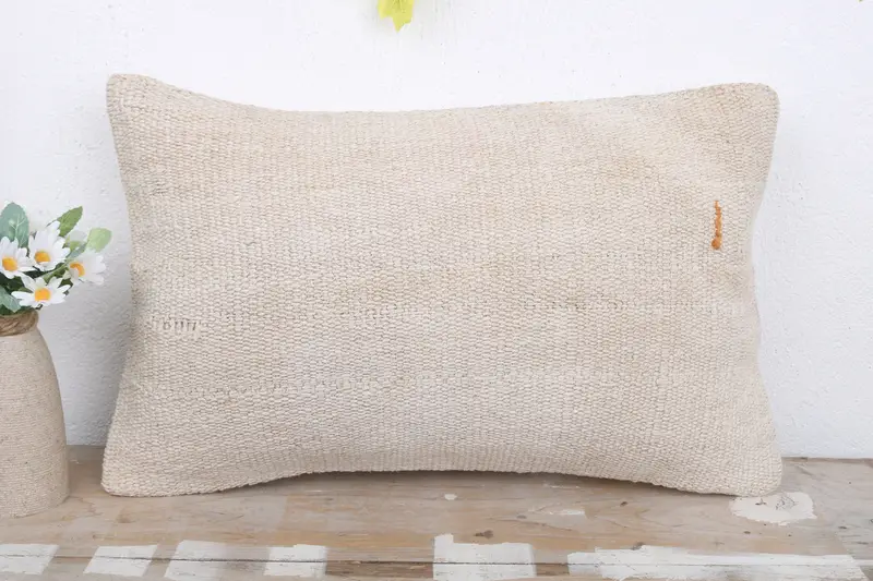 Pillow, Pillow for Sofa, Kilim Pillow Cover, 12x20 White Cushion Cover, Designer Throw Pillow Sham, Bolster Throw Cushion, Gift Pillow - 2