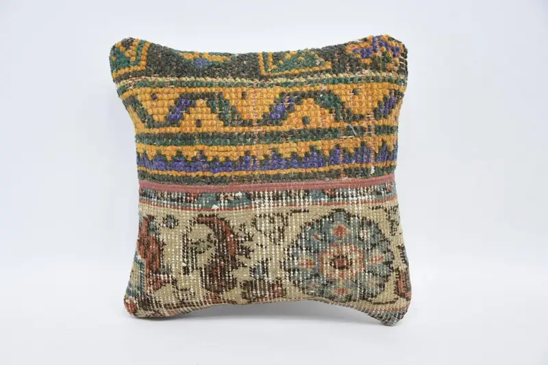 Orange Vintage Antique Pillow Cover, 12x12 inch Anniversary Gift Small Square Pillow Case - 1