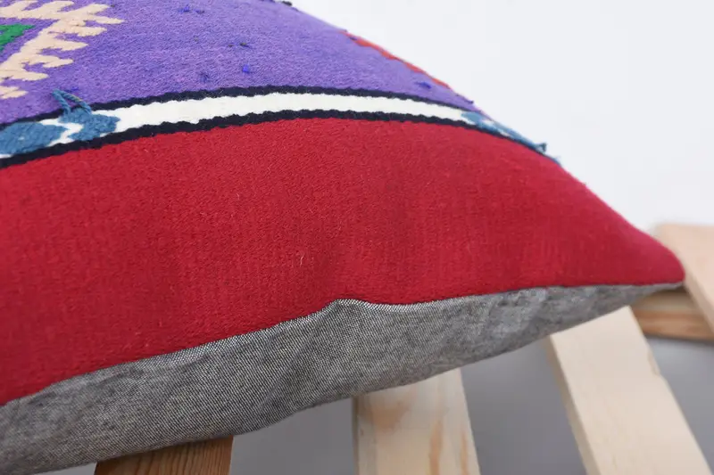 Boho Pillow Sham Cover, Handmade Kilim Cushion, Pillow for Couch, 14x14 Green Cushion, Pillow Sham, Handmade Rug Seat Cushion - 7