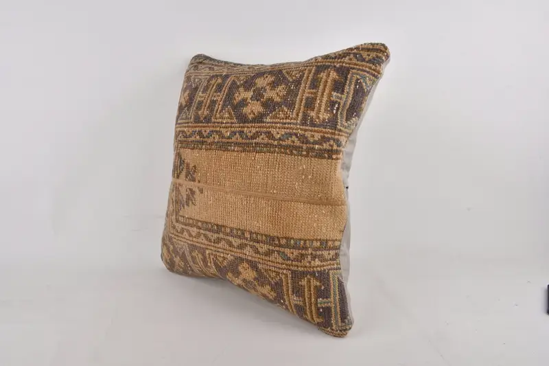 Handwoven Cushion Case, Pillow, 24x24 Orange Pillow, Vintage Kilim Throw Pillow, Boho Pillow, Vintage Throw Pillow Sham, Kilim Pillow Cover - 3