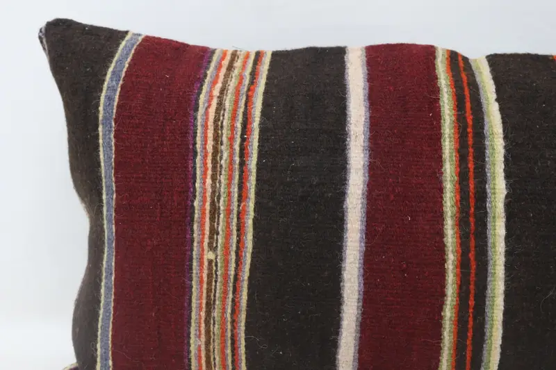 Square Throw Pillow, Ethnic Throw Cushion Cover, Home Decor Pillow, Kilim Cushion Sham, Cushion, 16x48 Brown Cushion, Vintage Pillow - 2