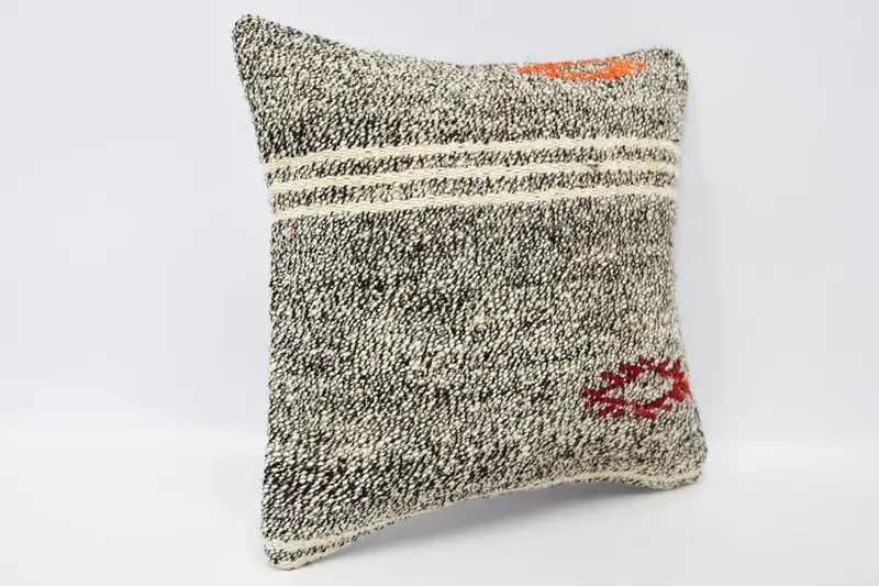 Throw Kilim Pillow, Bright Pillow, Ethnical Kilim Rug Pillow, Pillow Cover, 12x12 Brown Pillow Sham, Pillow for Couch - 3