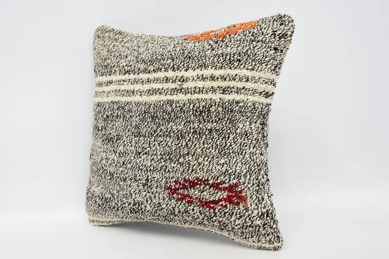 Throw Kilim Pillow, Bright Pillow, Ethnical Kilim Rug Pillow, Pillow Cover, 12x12 Brown Pillow Sham, Pillow for Couch - 4