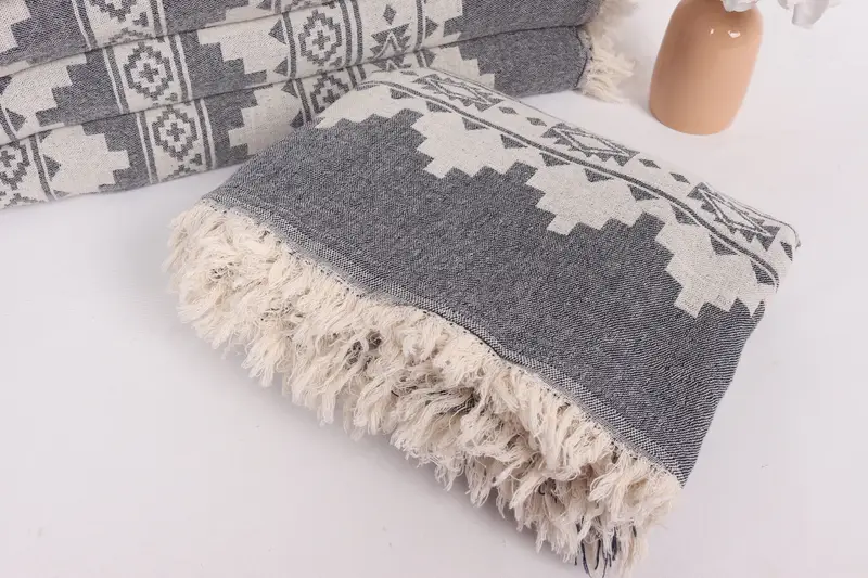 Organic Throw, Aesthetic Blanket, Boho Throw Blankets, Tablecloth, 86x56 Cotton Kilim Towel, Decorative Bedspread, Throw Blanket, Baby Boy Gift - 5