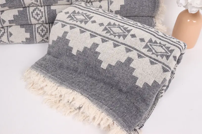 Organic Throw, Aesthetic Blanket, Boho Throw Blankets, Tablecloth, 86x56 Cotton Kilim Towel, Decorative Bedspread, Throw Blanket, Baby Boy Gift - 4