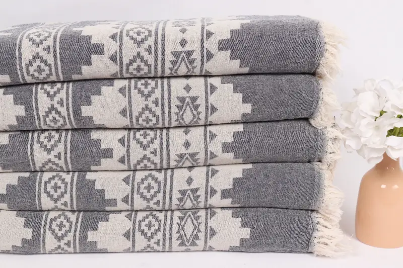 Organic Throw, Aesthetic Blanket, Boho Throw Blankets, Tablecloth, 86x56 Cotton Kilim Towel, Decorative Bedspread, Throw Blanket, Baby Boy Gift - 3