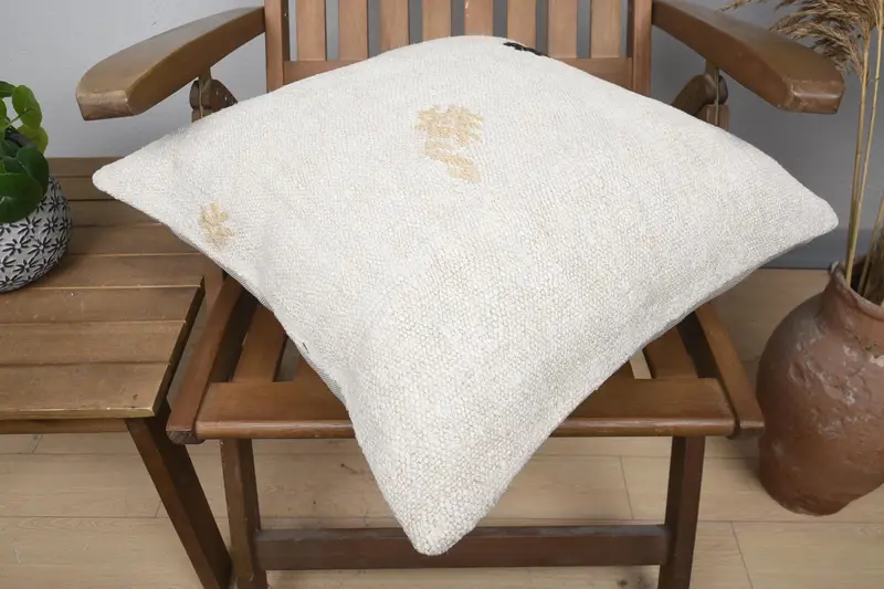 Aztec Cushion, Pillow, Vintage Kilim Pillow, Bed Cushion Cover, 20x20 Beige Pillow, Throw Kilim Pillow, Comfy Throw Pillow, Kilim Pillow Cover - 4