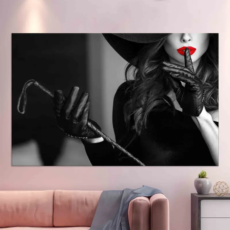 Enchanting Canvas: Sensual Beauty with Red Lips Artwork