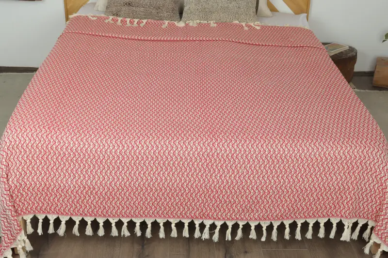 Turkish Cotton Throw Blanket, 96x92 Cotton Herringbone Towel, Throw Blanket, Bedspread, Custom Blanket, Gift For The Home Decor, Bachelor Gifts - 8