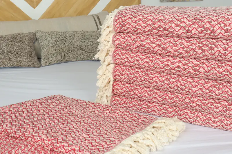 Turkish Cotton Throw Blanket, 96x92 Cotton Herringbone Towel, Throw Blanket, Bedspread, Custom Blanket, Gift For The Home Decor, Bachelor Gifts - 3