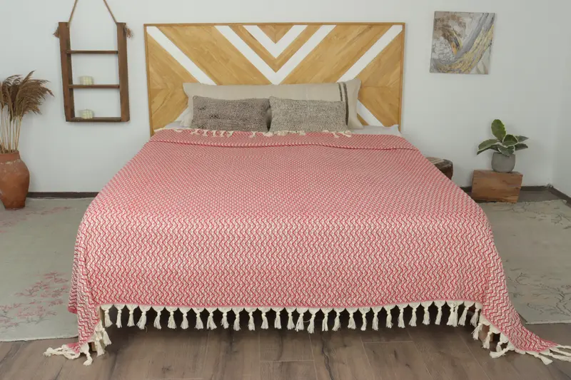 Turkish Cotton Throw Blanket, 96x92 Cotton Herringbone Towel, Throw Blanket, Bedspread, Custom Blanket, Gift For The Home Decor, Bachelor Gifts - 1