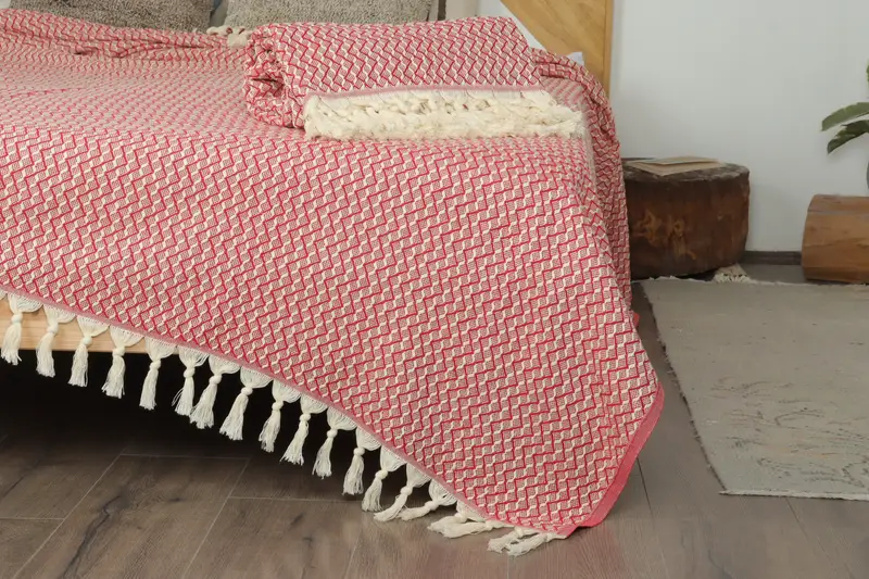 Turkish Cotton Throw Blanket, 96x92 Cotton Herringbone Towel, Throw Blanket, Bedspread, Custom Blanket, Gift For The Home Decor, Bachelor Gifts - 7